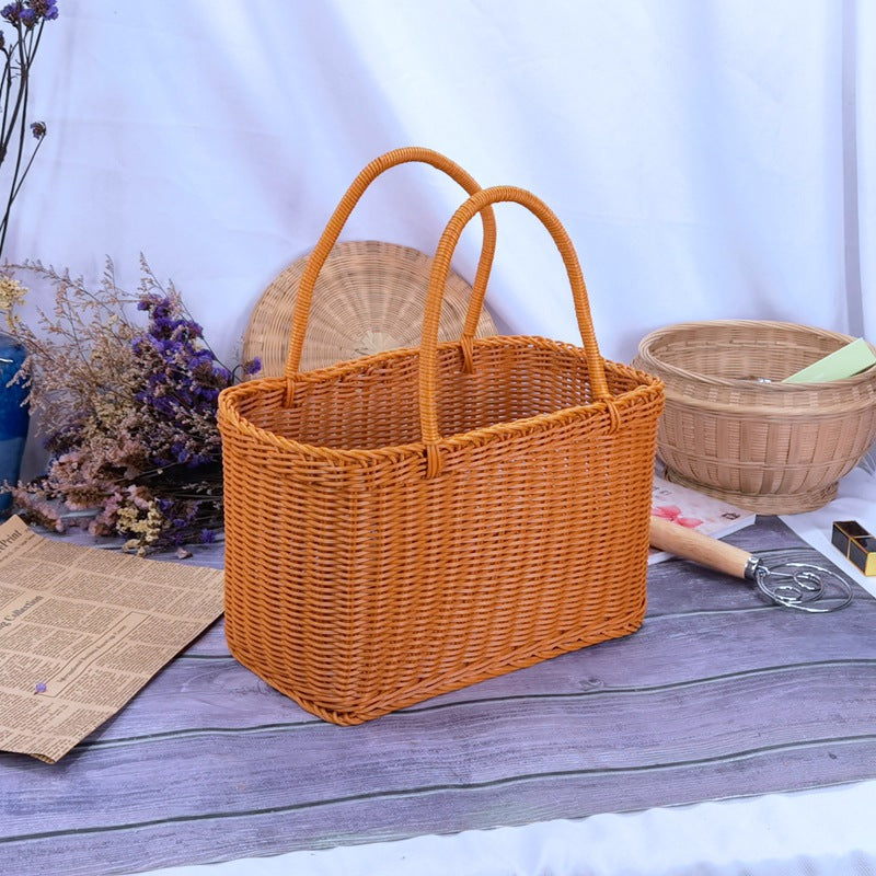 Damen zeitloser Rattan Einkaufskorb Karnz