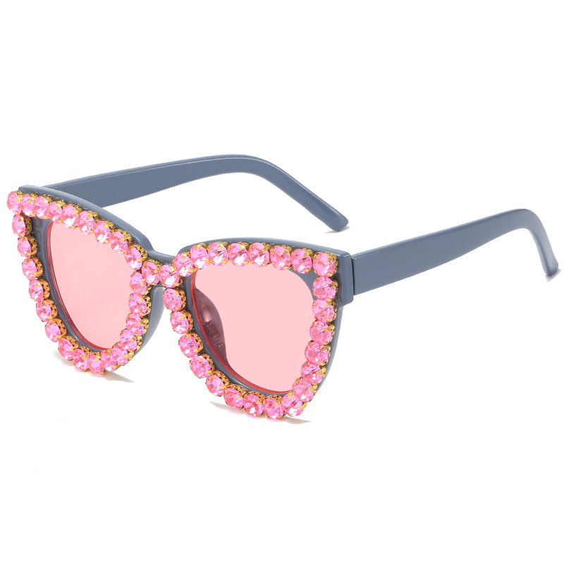 Damen extravagante Übergrößen-Sonnenbrille mit Kristallschmuck Karnz