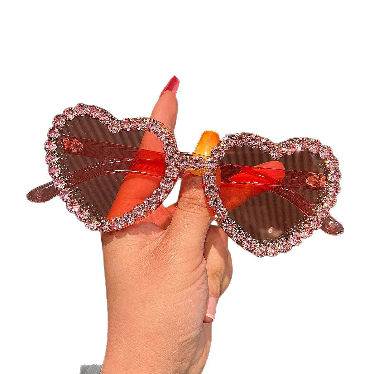 Damen Herzförmige Sonnenbrille mit Strassverzierung Karnz