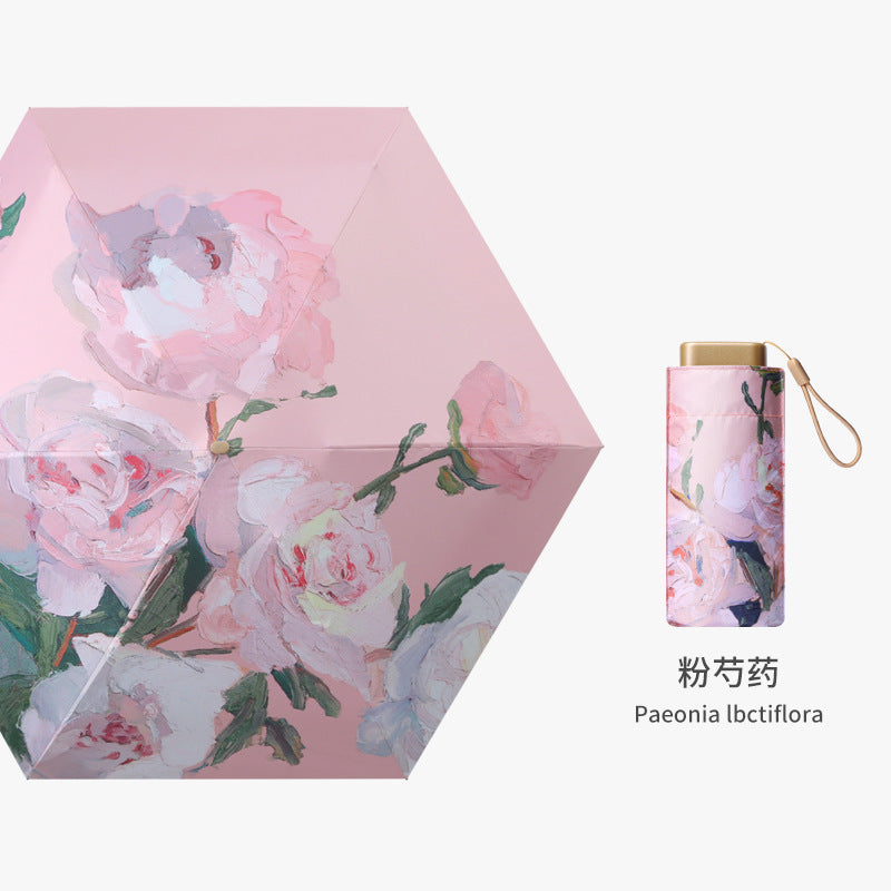 Damen elegante Falt-Regenschirm mit floralen Mustern Karnz