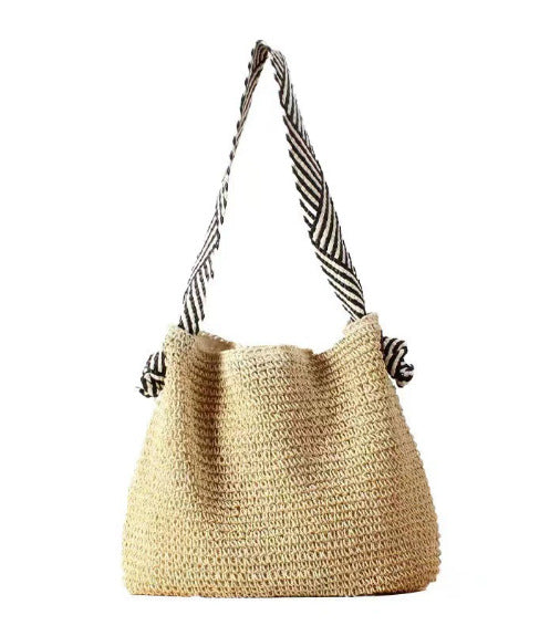 Damen Handtasche aus Naturmaterialien mit modischem Karomuster Karnz