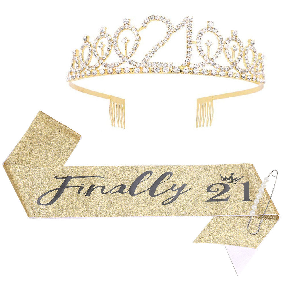 Damen Glitzernde Tiara mit personalisiertem 80. Geburtstagsschriftzug Karnz