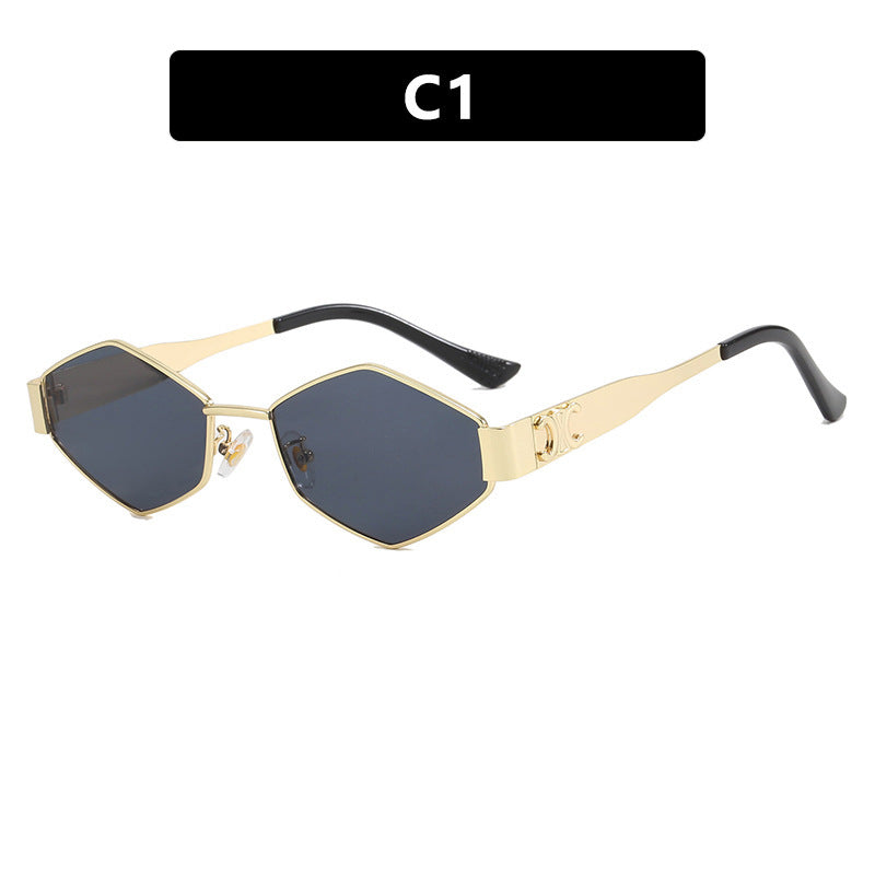 Damen hexagonale Designer-Sonnenbrille mit innovativem Metallrahmen Karnz