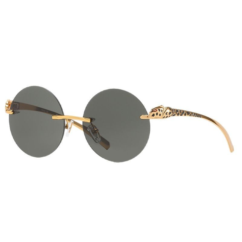 Damen runde Sonnenbrille mit luxuriösen Akzenten und schützendem UV-Schutz Karnz