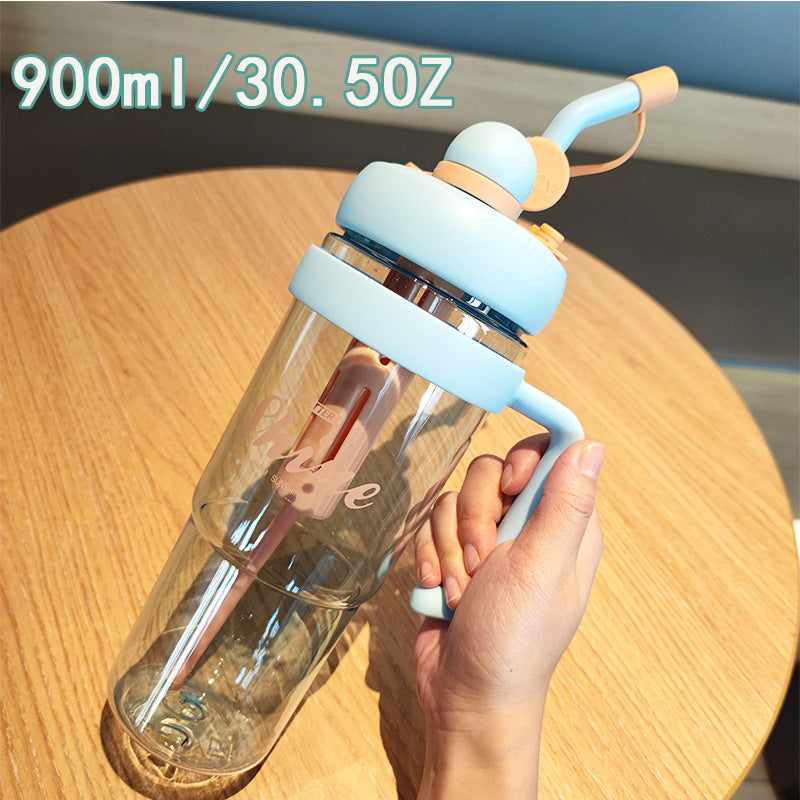 Damen praktische Trinkflasche mit integriertem Strohhalm Karnz