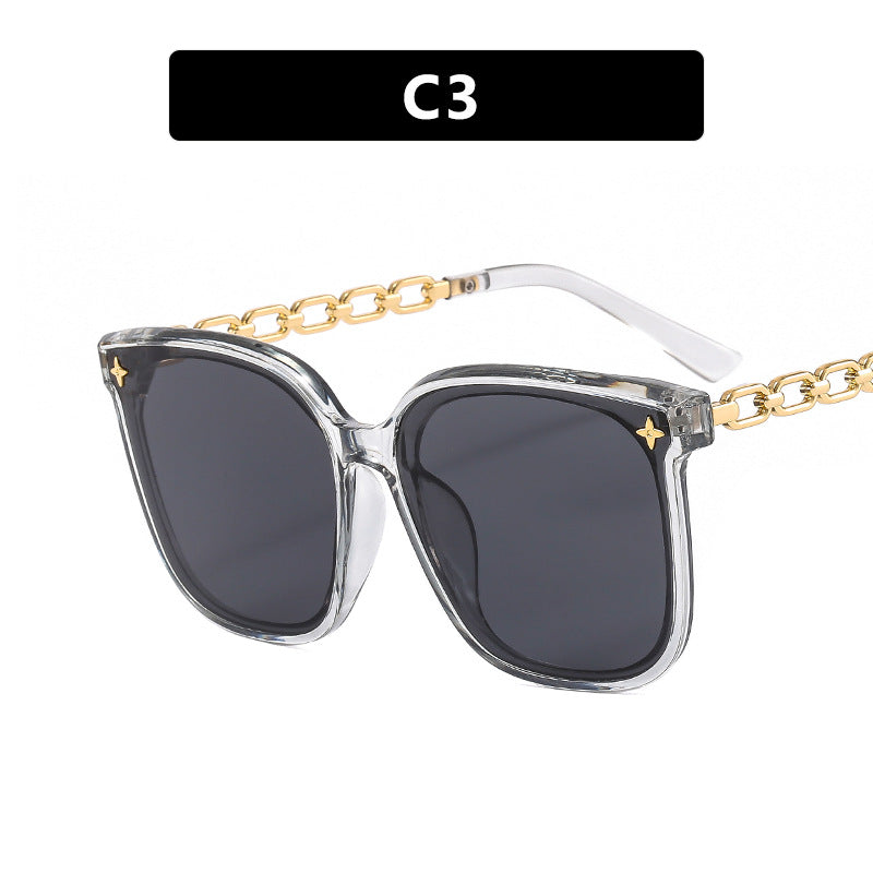 Damen oversized Sonnenbrille mit modischem Kettendetail Karnz