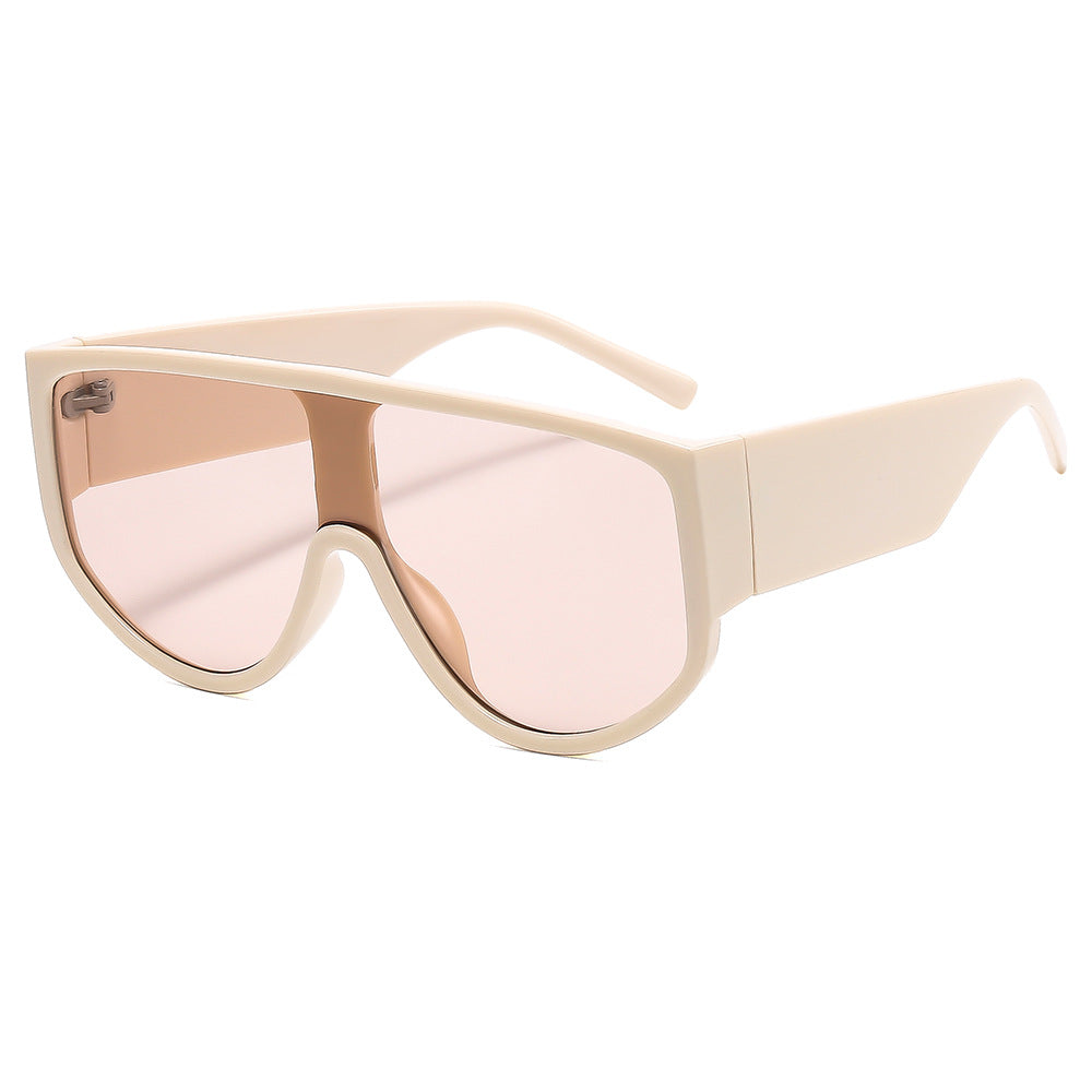 Damen Fashion-Sonnenbrille mit futuristischem, transparentem Rahmen und großem Schutz Karnz
