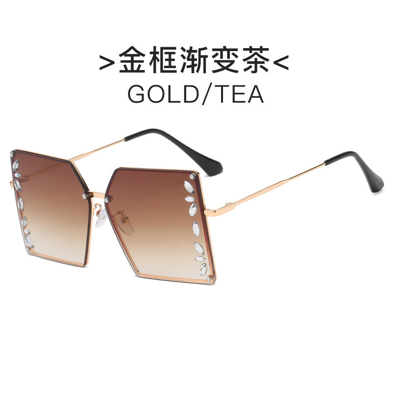 Damen futuristische Sonnenbrille mit auffälligem Hexagonalrahmen und hochwertigen Glitzerakzenten Karnz