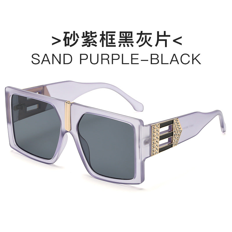 Damen elegante rechteckige Sonnenbrille mit glamourösen Verzierungen Karnz