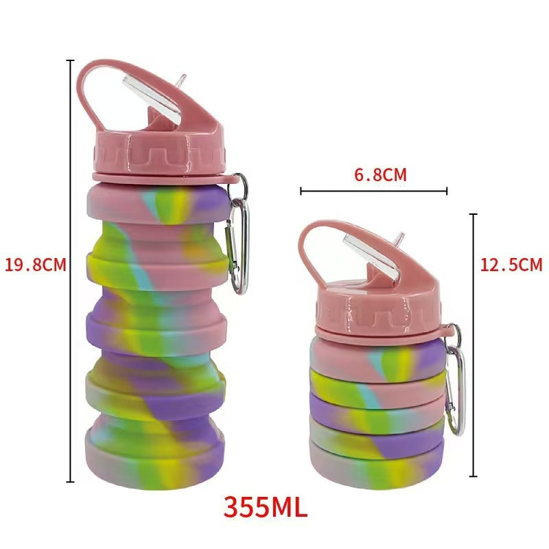 Damen Faltbare Silikon Trinkflasche mit Karabiner Karnz