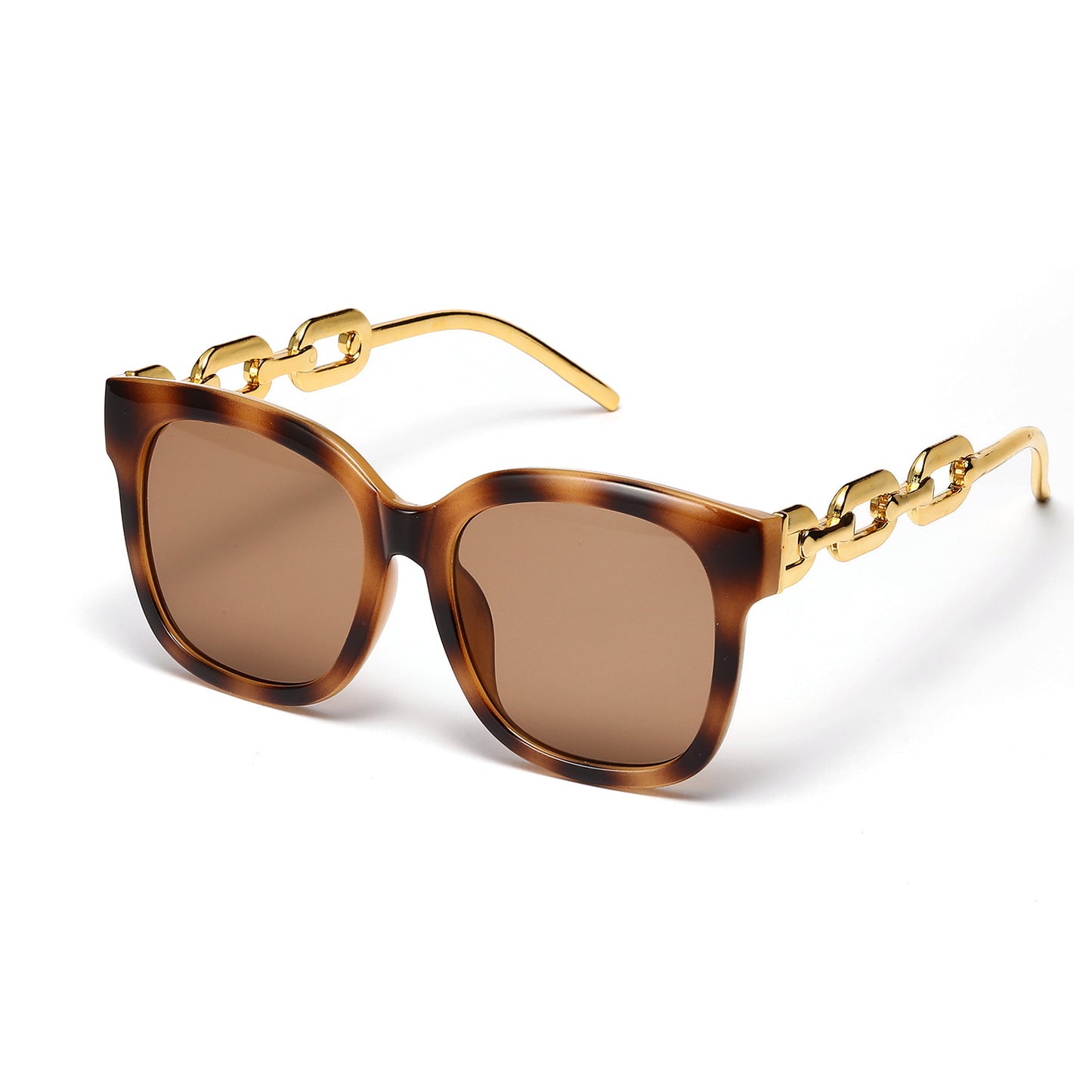 Damen modische oversized Sonnenbrille mit luxuriösem Kettenrahmen Karnz