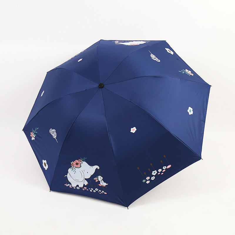 Damen Faltbarer Regenschirm mit niedlichem Elefantenmotiv Karnz