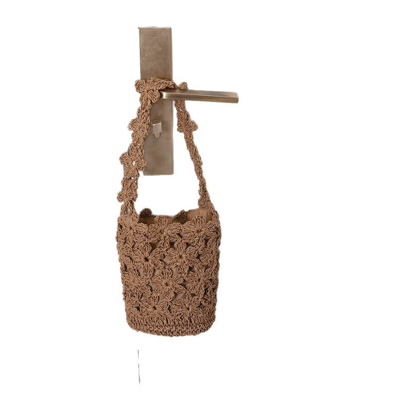 Damen Handgeknüpfte Korbtasche mit floralen Mustern Karnz