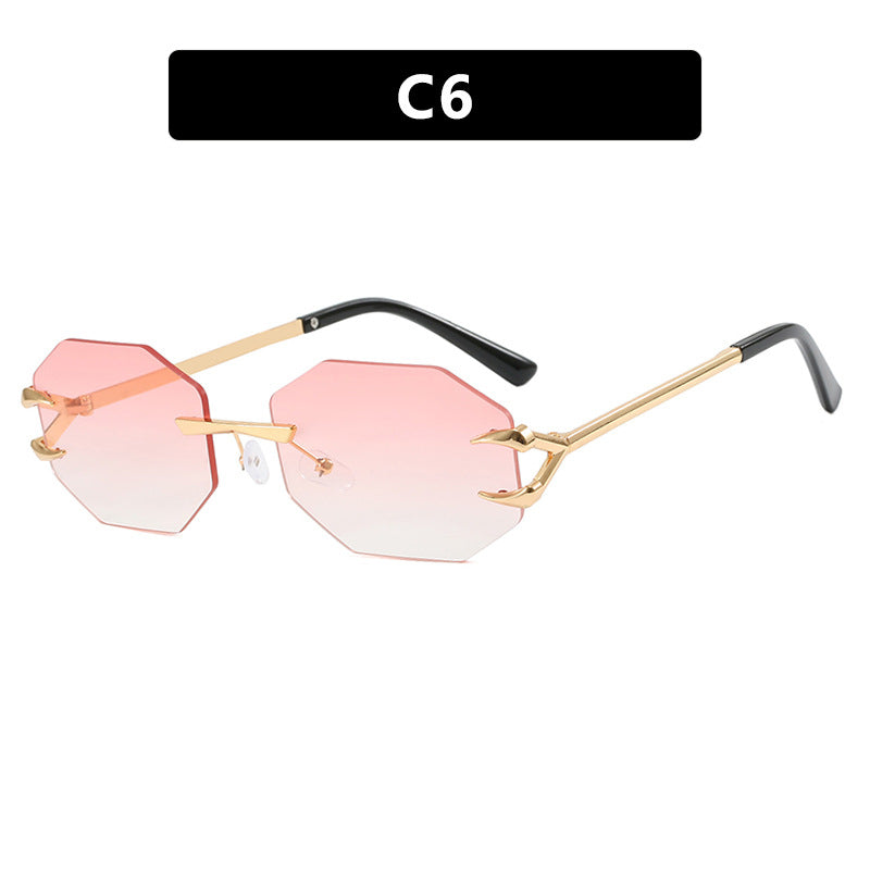 Damen geometrische Sonnenbrille mit modernem Metallrahmen Karnz