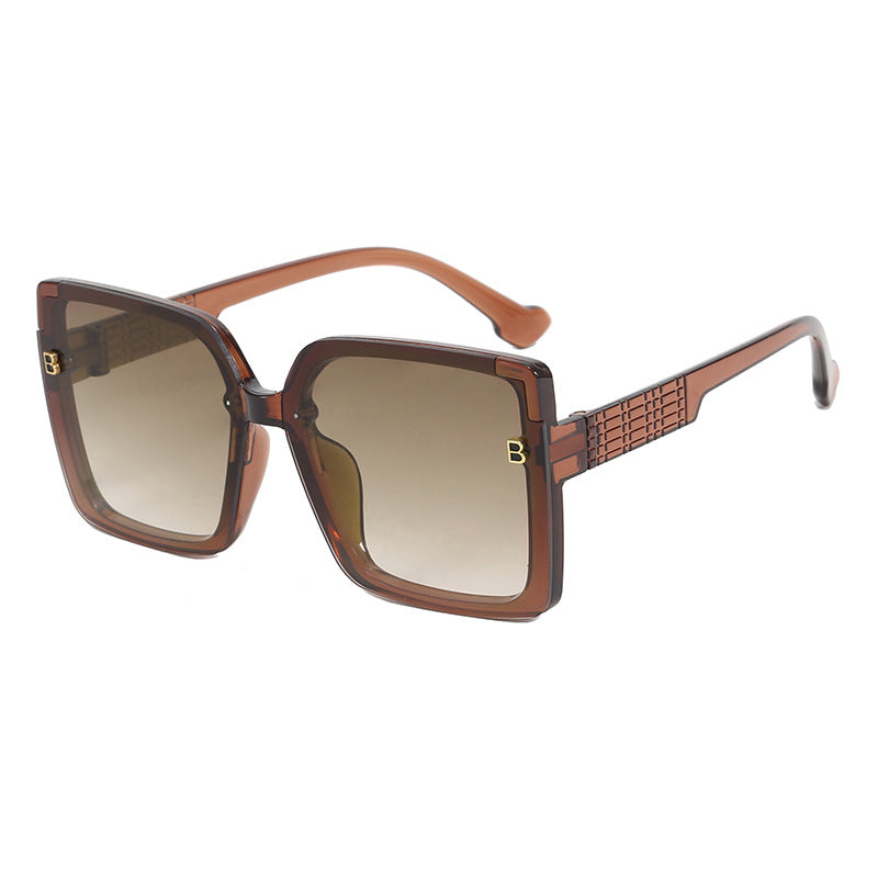 Damen modische quadratische Sonnenbrille mit strukturierter Bügelgestaltung Karnz