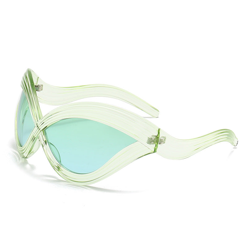 Damen außergewöhnliche Sonnenbrille mit geschwungenem Design Karnz