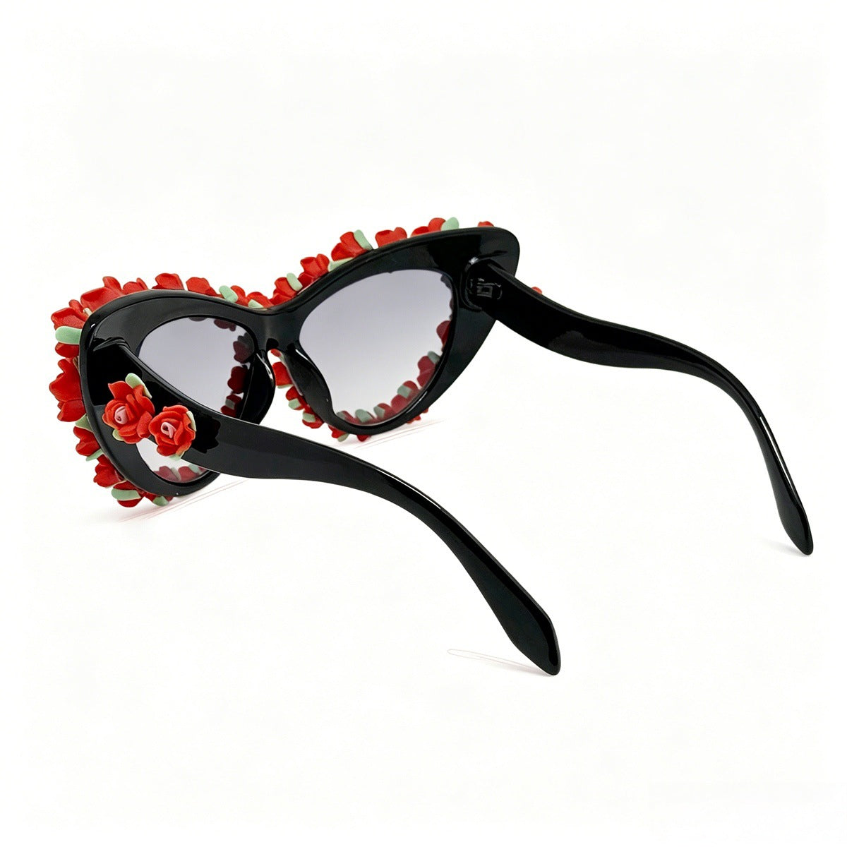 Damen Cat-Eye Sonnenbrille mit floralen Applikationen Karnz