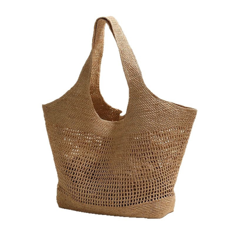 Damen Handgeknüpfte Strandtasche aus natürlichem Bastmaterial Karnz