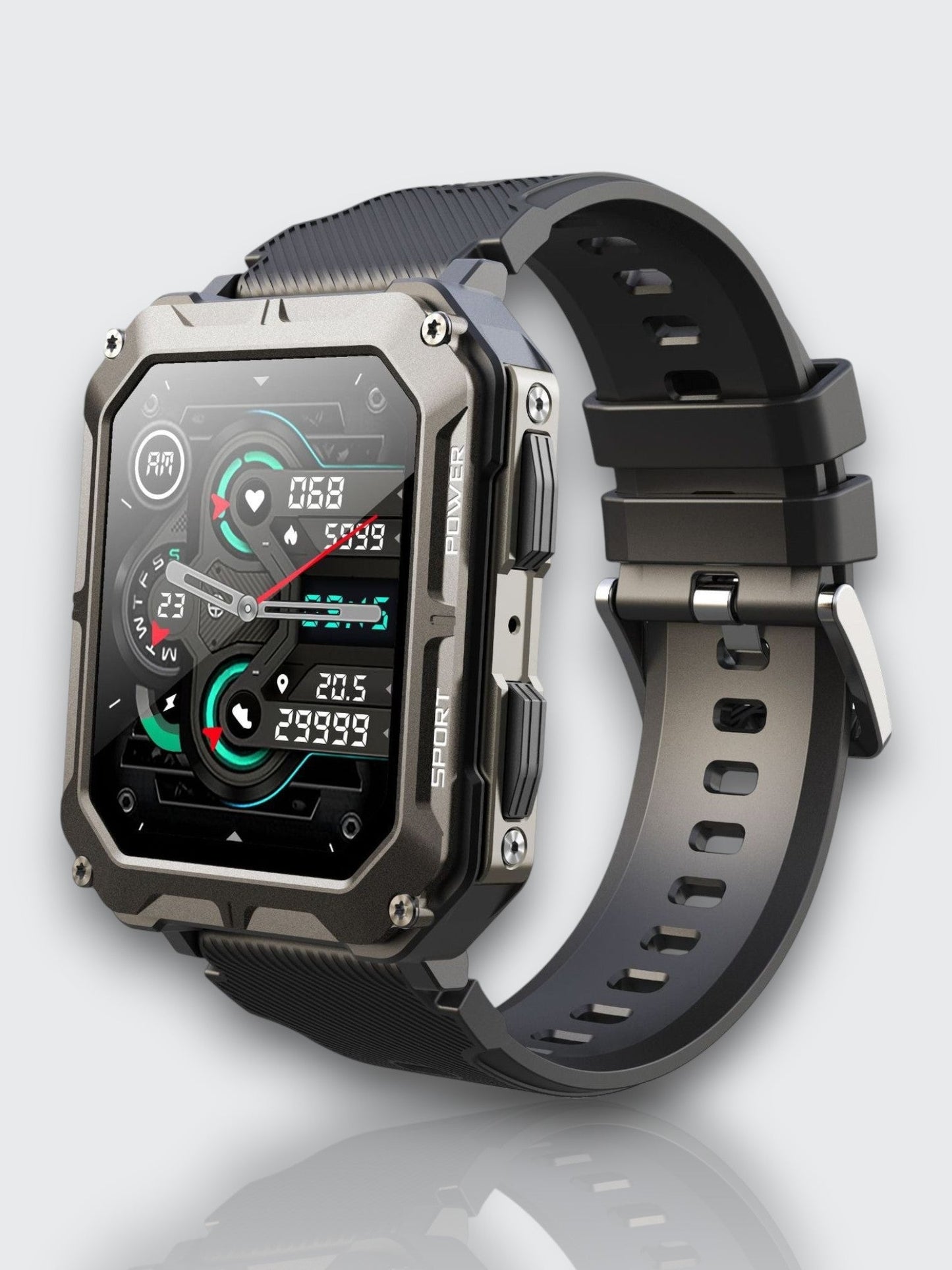 Unzerstörbare Smartwatch mit Herzfrequenzmesser und 14 Tagen Akkulaufzeit – Wasserdicht und Stoßfest für aktive Profis | Karnz