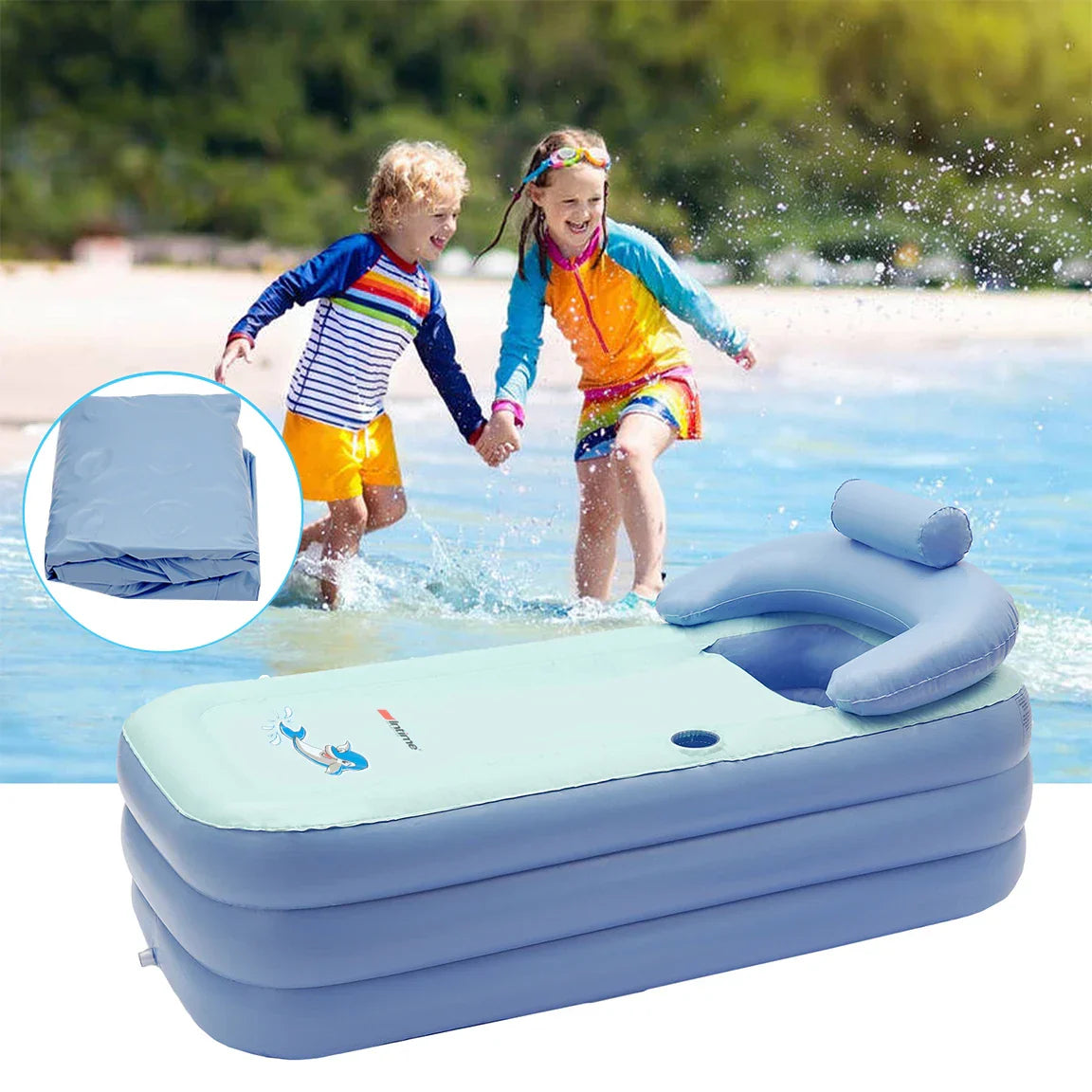 Aufblasbare Babybadewanne mit Polsterunterstützung – Bequemer und sicherer Pool für Babys | Karnz
