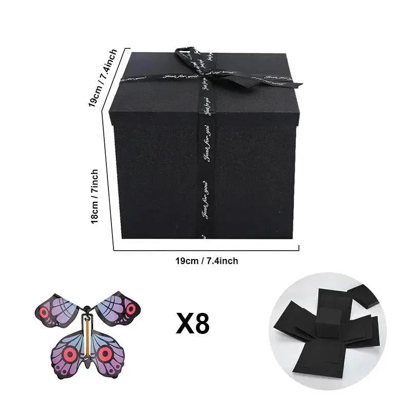 Personalisierte Explosionsbox (+ 8 kostenlose Schmetterlinge) – Ein Schatz voller Erinnerungen