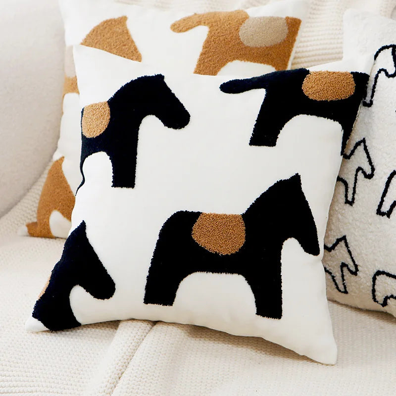 Plüsch bestickte nordische Kissenbezüge modernes einfach gewebtes süßes Tierdesign Wurfkissenbezug für 45x45cm Sofa-Kissen