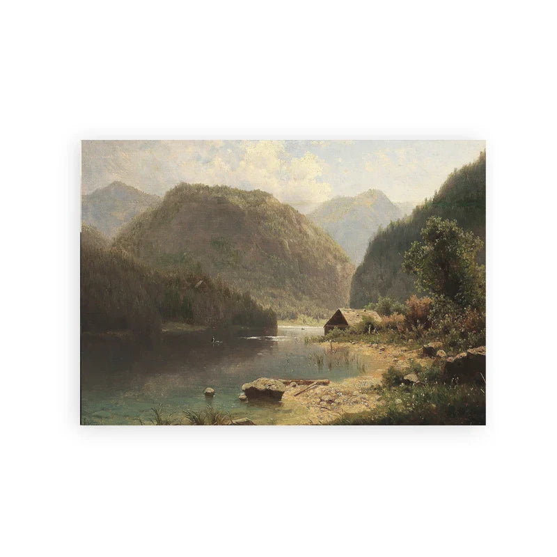 Rustikale Vintage-Landschaftsölgemälde Bergwald Wandkunst Kunstdrucke Galerie Wandbilder für Wohnzimmer Esszimmer Kunstdekoration | Karnz