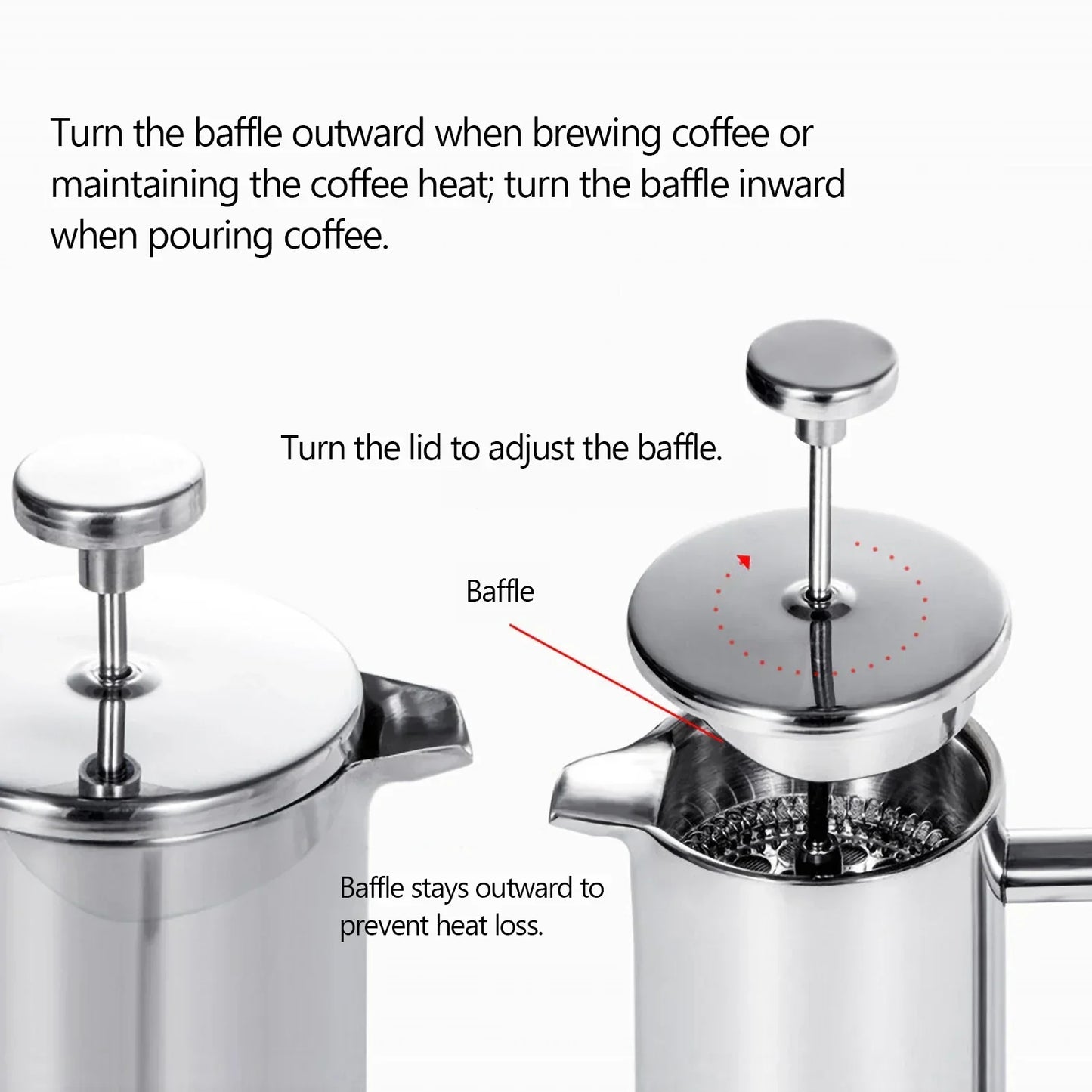French-Press-Kaffeebereiter aus Edelstahl