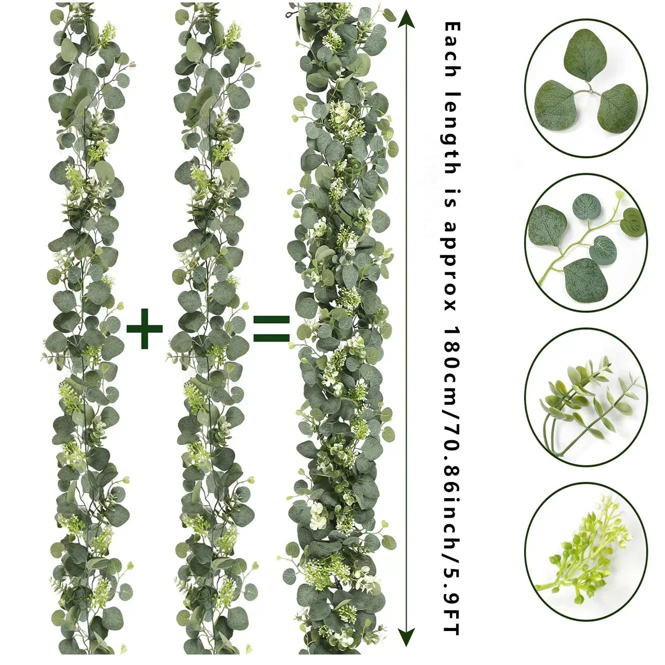 Girlande – EucaGreen – Künstlicher Eukalyptus – 2-teiliges Set