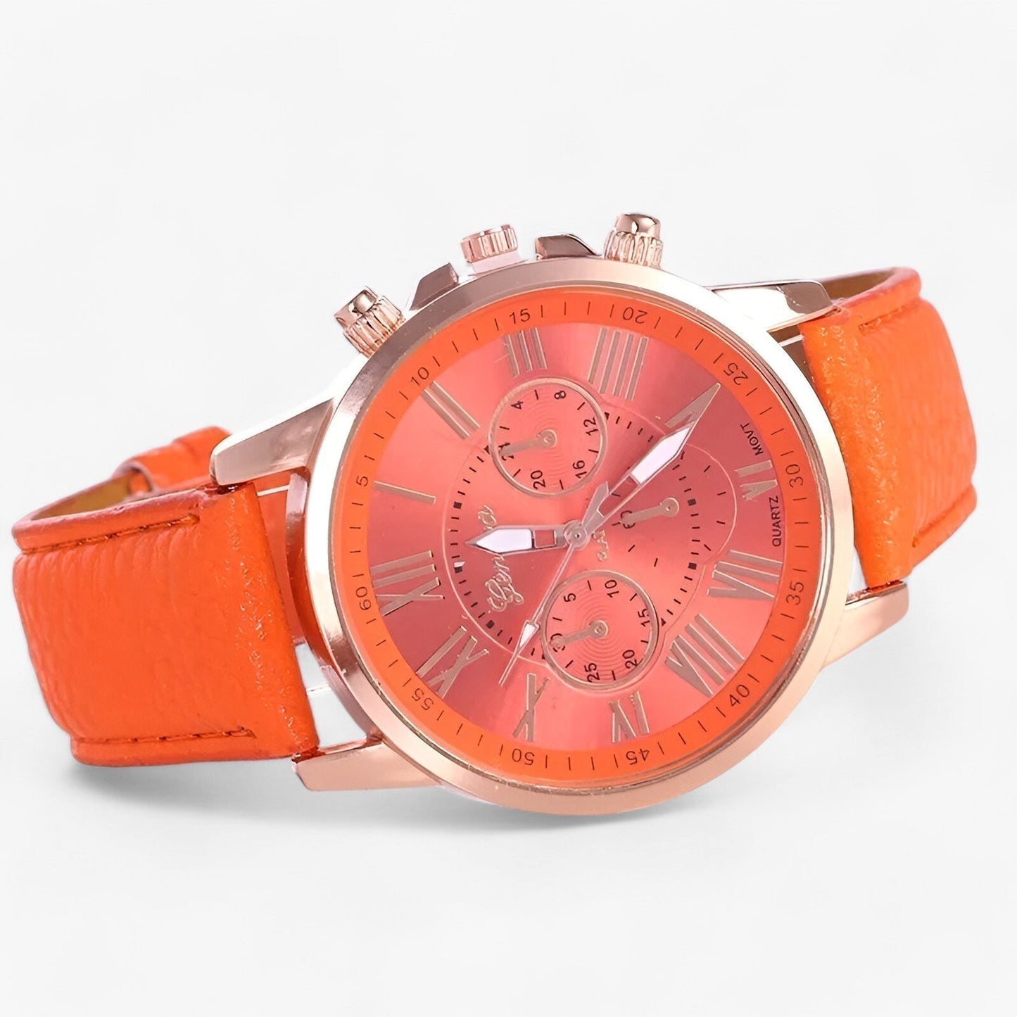 Camille Damenuhr mit wasserdichtem Lederarmband, 42 mm
