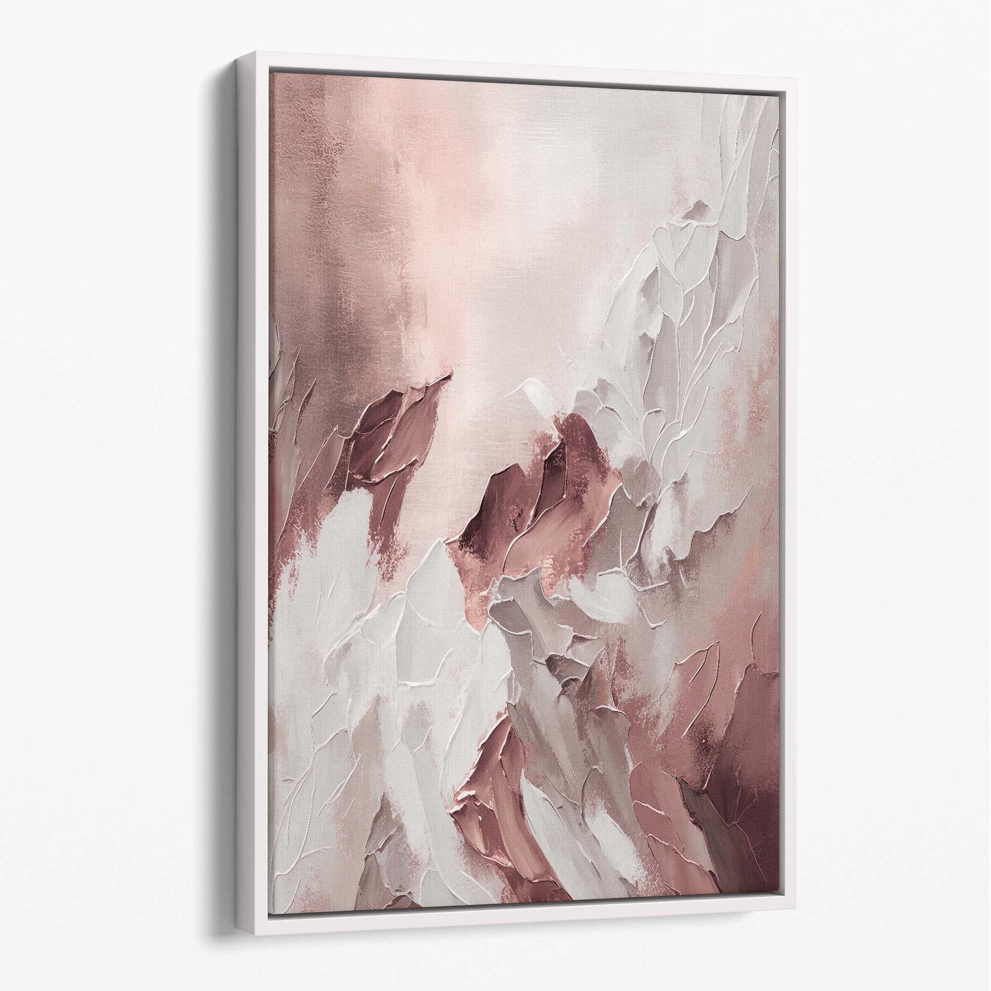 Abstraktes rosa-weißes Leinwandbild „Farbstriche Nr. 2“