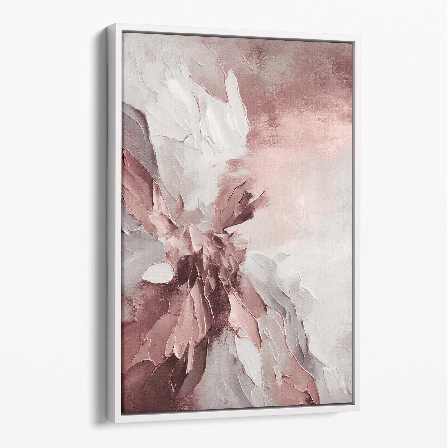 Abstraktes rosa-weißes Leinwandbild mit Farbstreifen Nr. 3