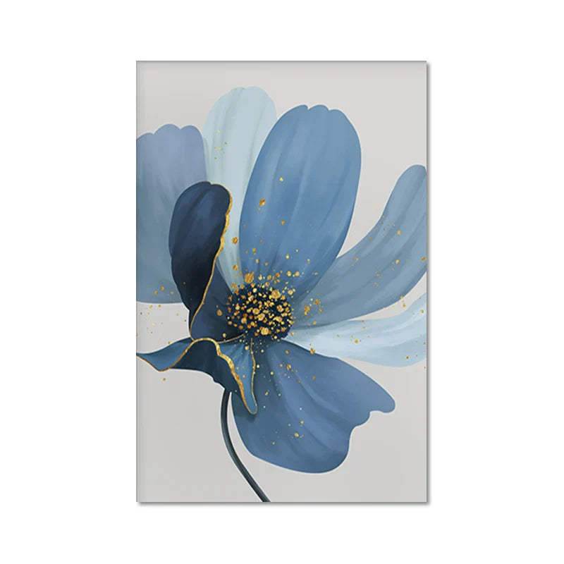 Big Blue Petal Florale Wandkunst Fine Art Leinwanddrucke Moderne Botanische Abstrakte Bilder Für Wohnzimmer Schlafzimmer Esszimmer Kunstdekor | Karnz