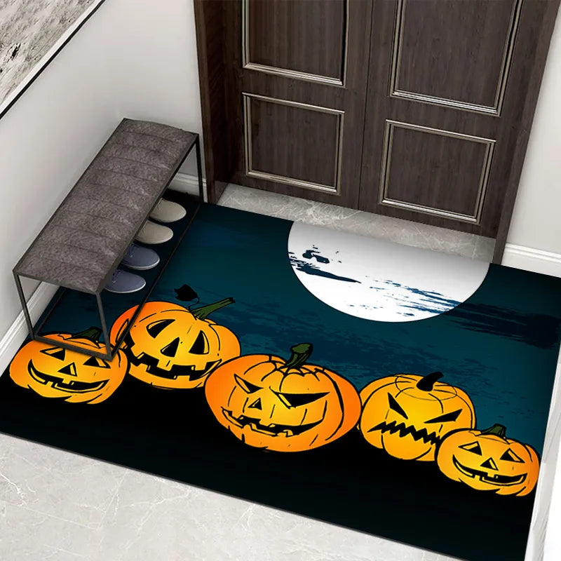 Gruselige Halloween Fußmatte – Rutschfeste Türmatte mit Kürbis- und Geistermotiv für den Eingangsbereich | Karnz