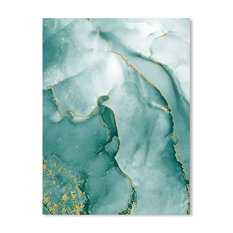 Moderne abstrakte Aqua-Flüssigkeit Marmor Drucke Wandkunst Fine Art Leinwanddrucke Bilder für Wohnzimmer Esszimmer Home Office Dekor | Karnz