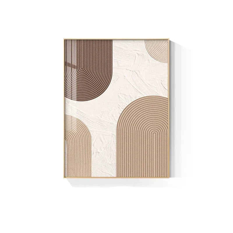 Moderne abstrakte beige geometrische Linien Wandkunst Fine Art Leinwanddrucke Bilder für Wohnzimmer Esszimmer Home Office Dekor | Karnz