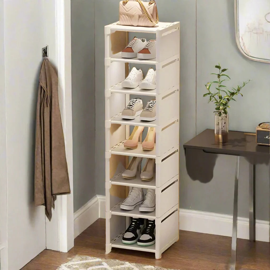Platzsparendes Schuhregal mit Metallrahmen und 6/8 Ebenen – Liora