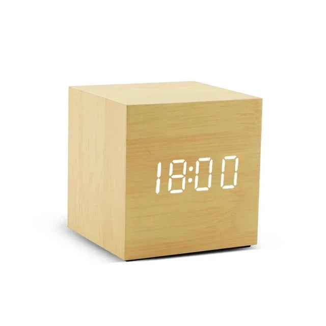 LED-Uhr aus Holz mit Temperaturanzeige, digitaler Zeitanzeige und minimalistischem Design – perfekt für Schlafzimmer und Büro
