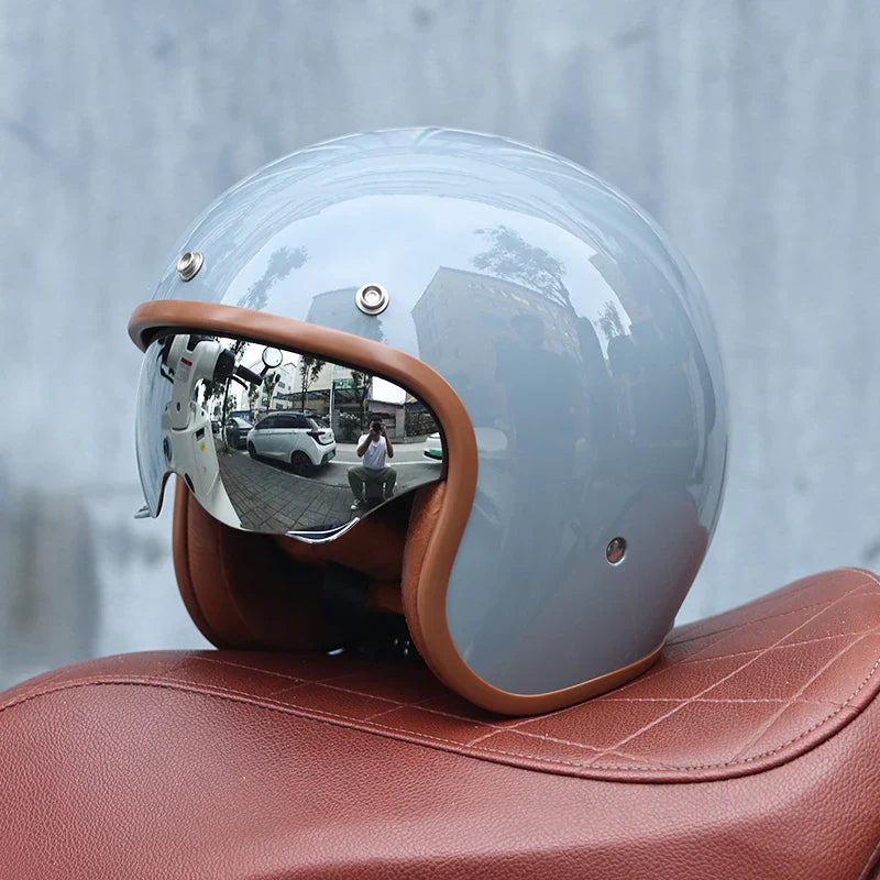 Retro-Motorradhelm 3/4-offenes Visier – Valor