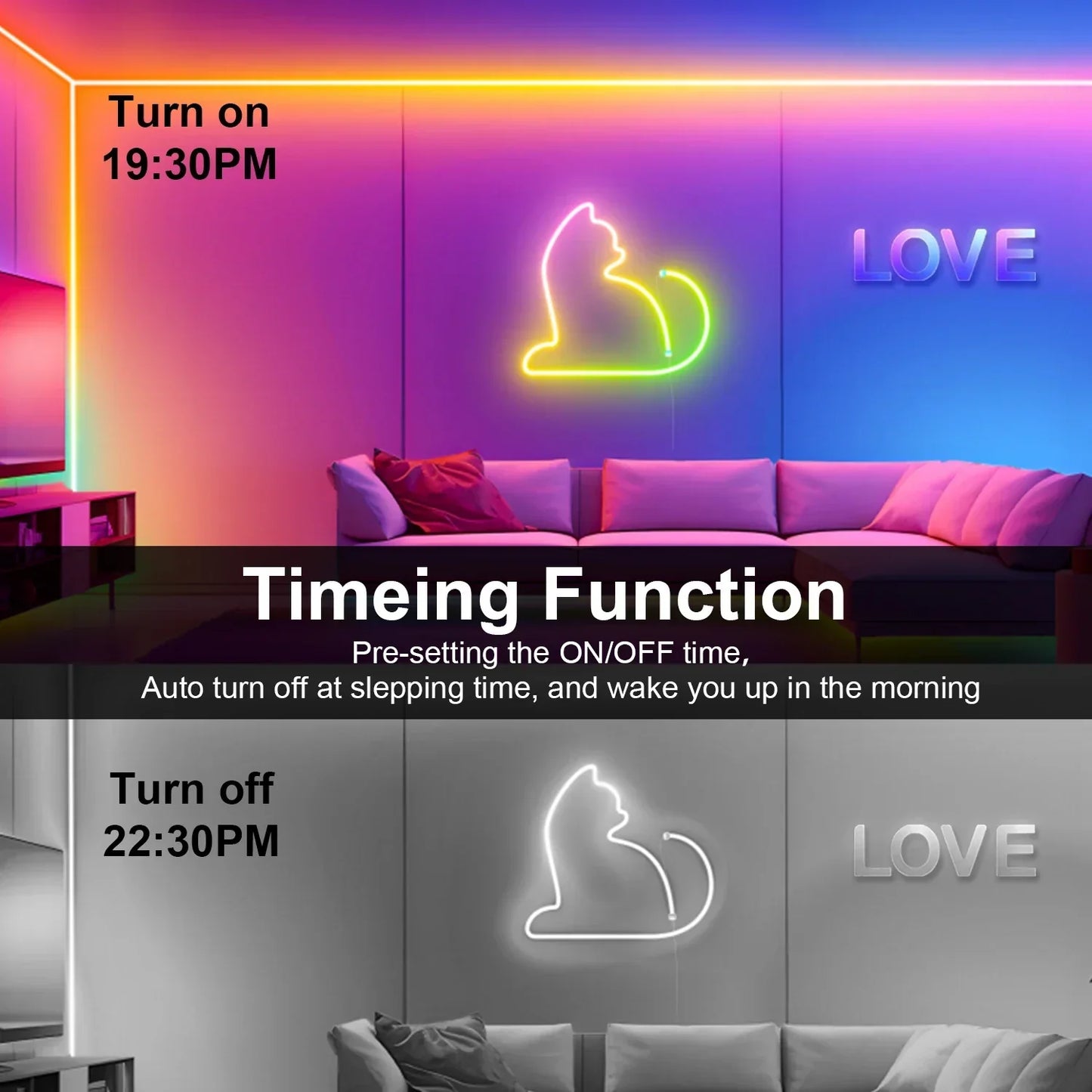 LED RGB-Band - Neon-Ambiente - Musik-Synchronisation - USB - TV- und Schlafzimmerdekoration | Karnz