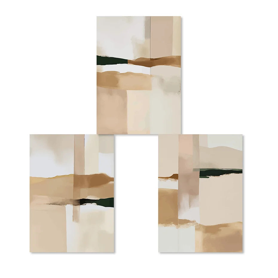 Neutrale Farbblock Beige Schwarz Wandkunst Fine Art Leinwanddrucke Moderne abstrakte Bilder für Wohn- und Schlafzimmer Kunstdekoration | Karnz