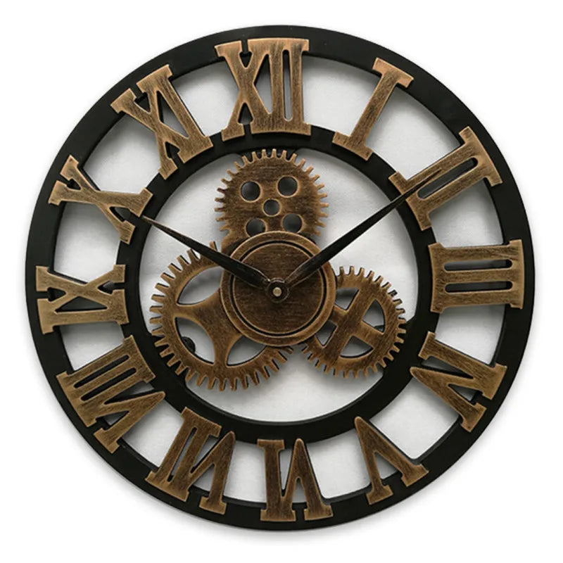 Große Vintage Wanduhr im europäischen Holzdesign – Dekorative Uhr mit römischen Ziffern | Karnz