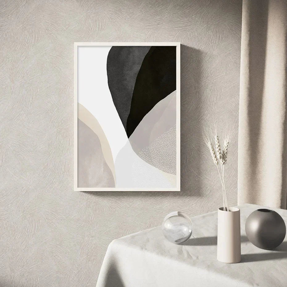 Schwarz Weiß Grau Minimalistische Abstrakte Wandkunst Fine Art Leinwanddrucke Neutrale Farben Bilder für Wohnzimmer Schlafzimmer Home Office Dekor | Karnz