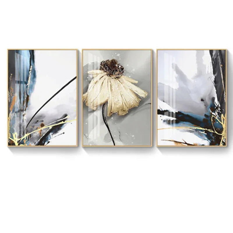 Moderne abstrakte florale Wandkunst Fine Art Leinwanddrucke blaue graue botanische Bilder für Wohnzimmer Schlafzimmer Wandkunst Dekor