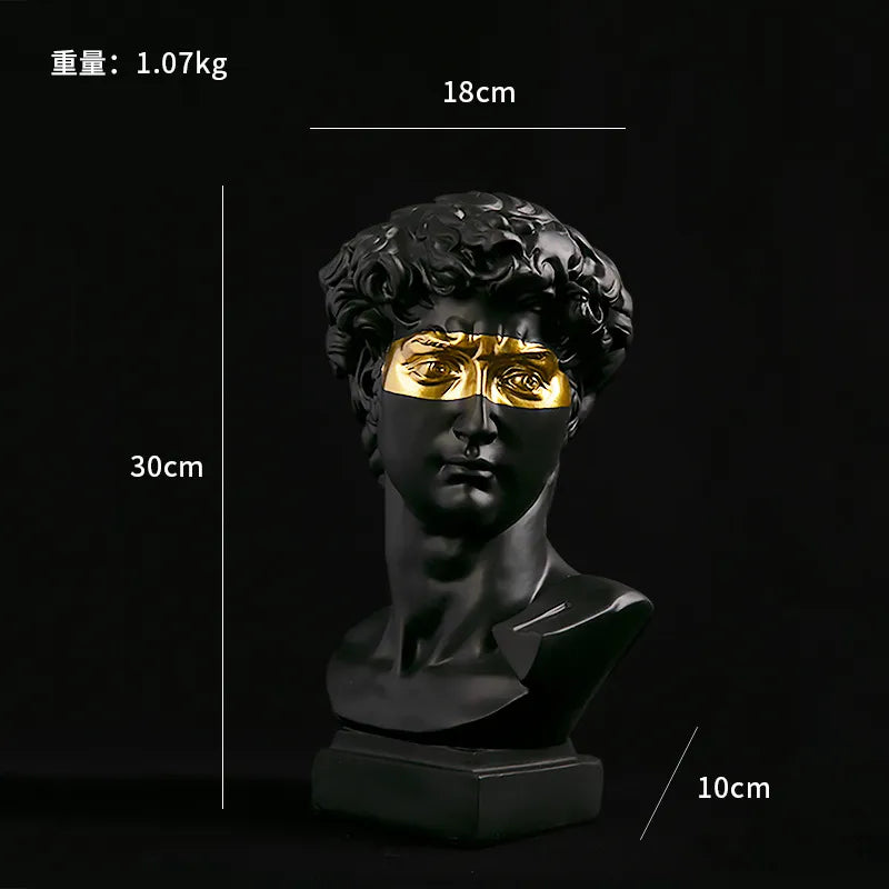 Europäische Wohndekoration David-Kopf-Harzstatuen Statuen Wohndekoration Moderne abstrakte Kunst Büste Skulptur Kunstskizzenübung