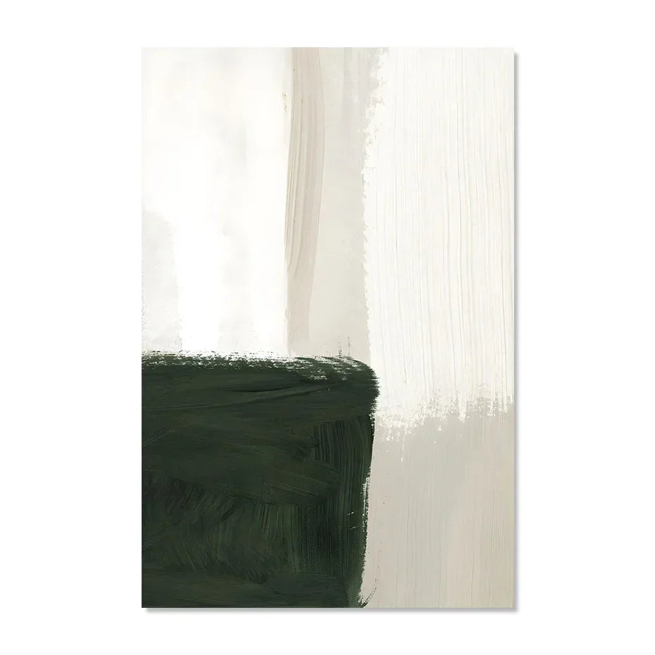 Moderne abstrakte grün beige weiße Pinselstrich Leinwanddrucke nordische Wandkunst für zeitgenössische Wohnzimmer Wohnkultur Kunstwerk | Karnz