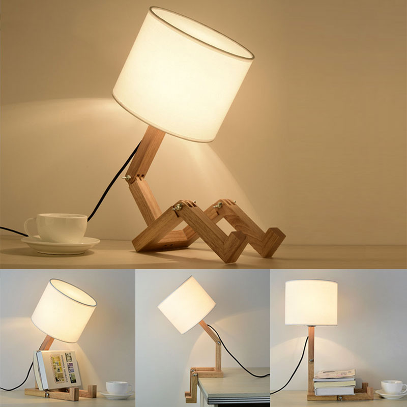 Thinker Holzroboter Moderne Nachttischlampe | Karnz