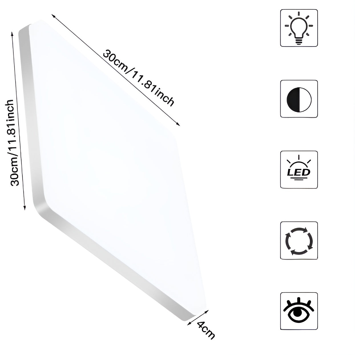 Quadratische LED-Deckenleuchte – Gleichmäßiges, Angenehmes Licht | Geeignet für Wohnzimmer & Badezimmer | Karnz