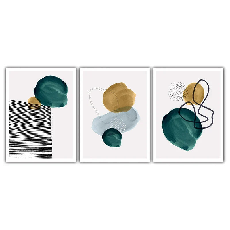 Grün Gelb Schwarz Abstrakte Form & Linie Minimalistische Nordische Wandkunst Feine Kunst Leinwanddrucke Bilder Für Wohnzimmer Büro Dekor | Karnz