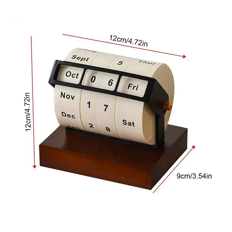 Mid-Century Rotierender Holz Perpetual Schreibtischkalender | Karnz